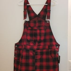 Plus Plaid Overalls Shorts